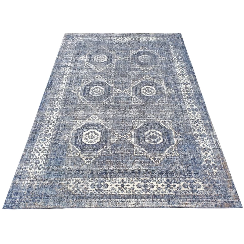 Stück Teppich 120x170 cm FRANCO mit Ornamenten - blau/weiß