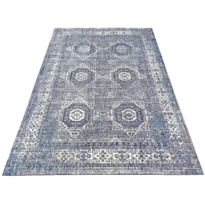 Stück Teppich 120x170 cm FRANCO mit Ornamenten - blau/weiß