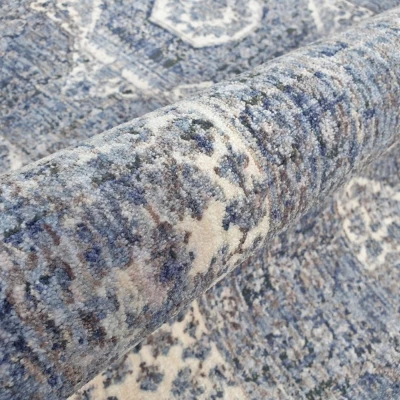 Stück Teppich 120x170 cm FRANCO mit Ornamenten - blau/weiß