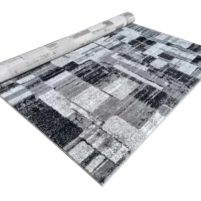 Stück Teppich 200x290 cm DEMIAN mit Patchworkmuster - grau/weiß