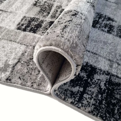 Stück Teppich 200x290 cm DEMIAN mit Patchworkmuster - grau/weiß