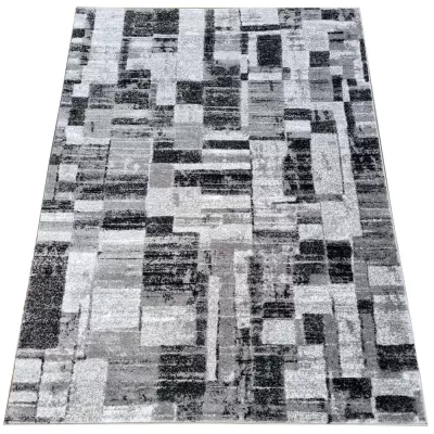 Stück Teppich 200x290 cm DEMIAN mit Patchworkmuster - grau/weiß