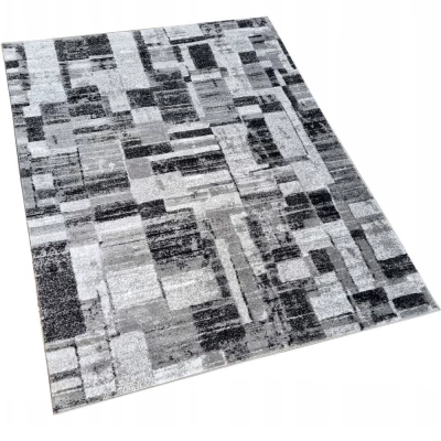 Stück Teppich 200x290 cm DEMIAN mit Patchworkmuster - grau/weiß