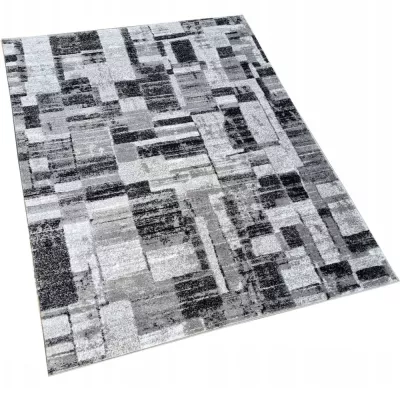 Stück Teppich 200x290 cm DEMIAN mit Patchworkmuster - grau/weiß