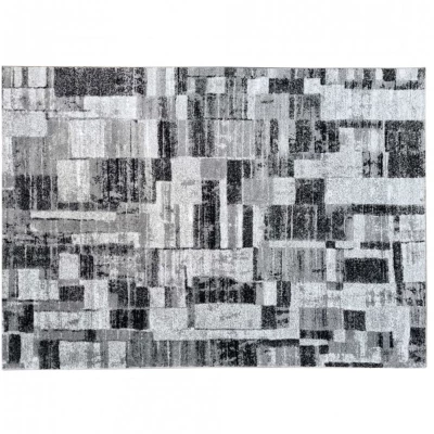 Stück Teppich 200x290 cm DEMIAN mit Patchworkmuster - grau/weiß