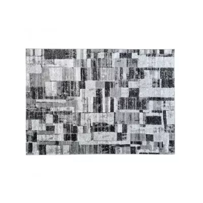 Stück Teppich 200x290 cm DEMIAN mit Patchworkmuster - grau/weiß