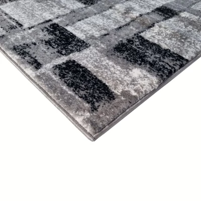 Stück Teppich 180x260 cm DEMIAN mit Patchworkmuster - grau/weiß