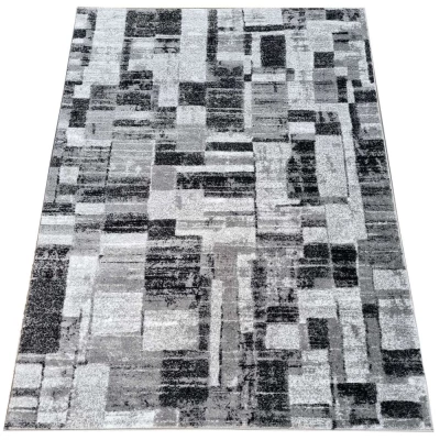 Stück Teppich 160x220 cm DEMIAN mit Patchworkmuster - grau/weiß