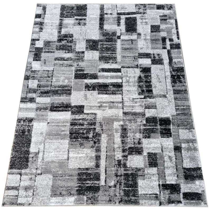 Stück Teppich 160x220 cm DEMIAN mit Patchworkmuster - grau/weiß