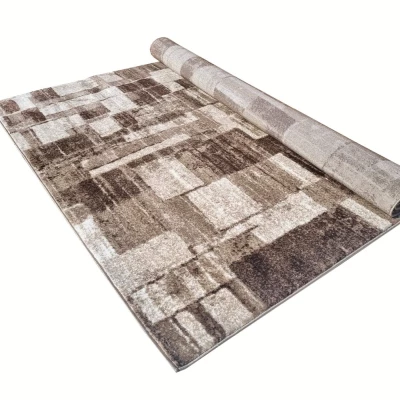 Stück Teppich 140x190 cm DEMIAN mit Patchworkmuster - braun / beige