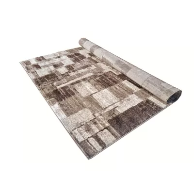 Stück Teppich 140x190 cm DEMIAN mit Patchworkmuster - braun / beige