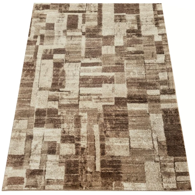 Stück Teppich 140x190 cm DEMIAN mit Patchworkmuster - braun / beige