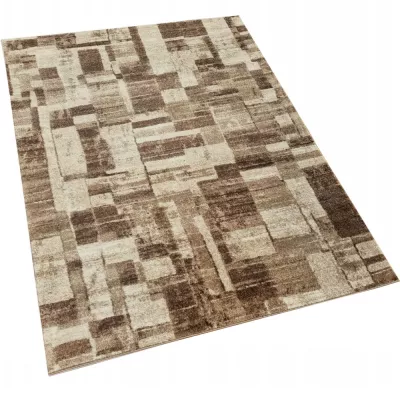 Stück Teppich 140x190 cm DEMIAN mit Patchworkmuster - braun / beige