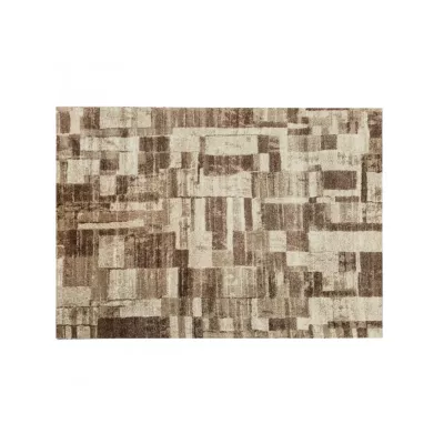 Stück Teppich 140x190 cm DEMIAN mit Patchworkmuster - braun / beige