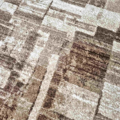 Stück Teppich 80x150 cm DEMIAN mit Patchworkmuster - braun / beige