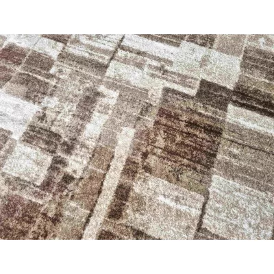 Stück Teppich 80x150 cm DEMIAN mit Patchworkmuster - braun / beige