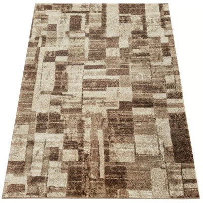 Stück Teppich 80x150 cm DEMIAN mit Patchworkmuster - braun / beige