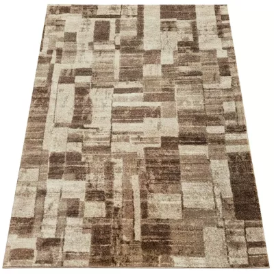 Stück Teppich 80x150 cm DEMIAN mit Patchworkmuster - braun / beige