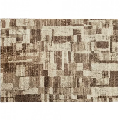 Stück Teppich 80x150 cm DEMIAN mit Patchworkmuster - braun / beige