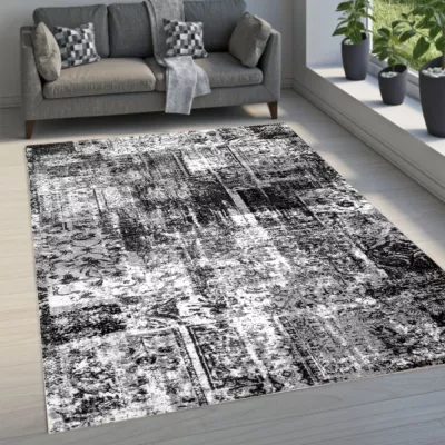 Teppich 140x190 cm DEMIAN - grau/weiß