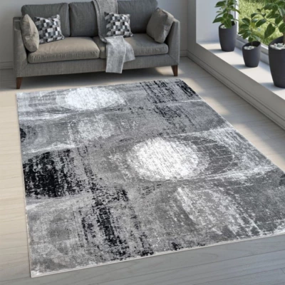 Abstrakter Stückteppich 200x290 cm DEMIAN - grau / weiß / schwarz