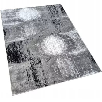 Abstrakter Stückteppich 150x300 cm DEMIAN - grau / weiß / schwarz