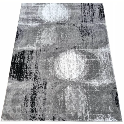 Abstrakter Stückteppich 140x190 cm DEMIAN - grau / weiß / schwarz