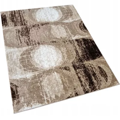 Abstrakter Teppich 240x330 cm DEMIAN - braun / weiß / schwarz