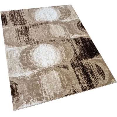 Abstrakter Stückteppich 200x290 cm DEMIAN - braun / weiß / schwarz