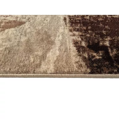 Abstrakter Stückteppich 150x300 cm DEMIAN - braun / weiß / schwarz