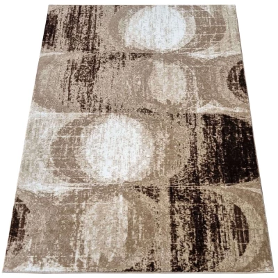 Abstrakter Stückteppich 80x150 cm DEMIAN - braun / weiß / schwarz