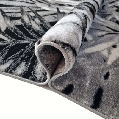 Gemusterter Stückteppich 140x190 cm DEMIAN - grau / schwarz