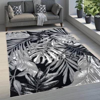 Gemusterter Stückteppich 140x190 cm DEMIAN - grau / schwarz