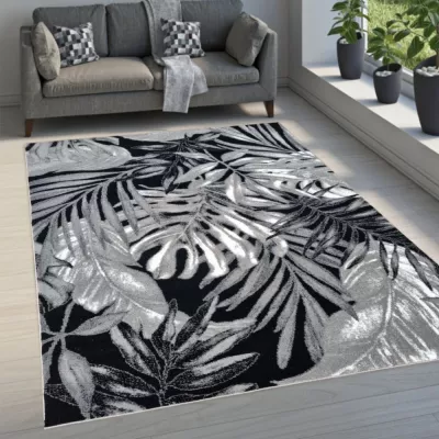 Gemusterter Stückteppich 140x190 cm DEMIAN - grau / schwarz