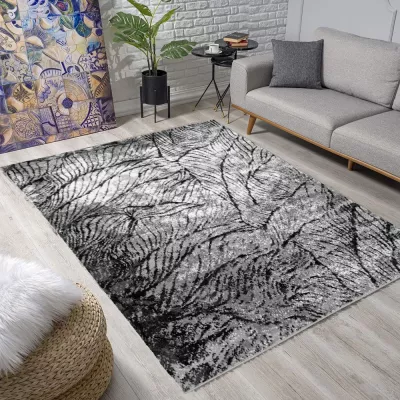 Moderner Stückteppich 200x290 cm DEMIAN - grau/schwarz