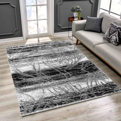 Moderner Stückteppich 200x290 cm DEMIAN - grau / schwarz / weiß