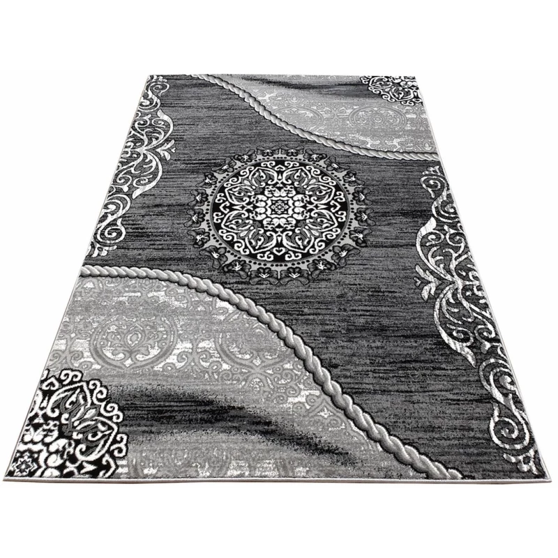 Teppich 200x290 cm DEMIAN mit Ornamenten - grau/weiß