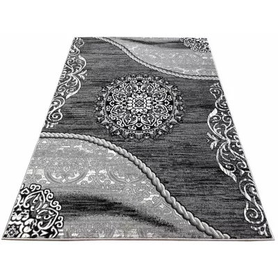 Teppich 200x290 cm DEMIAN mit Ornamenten - grau/weiß