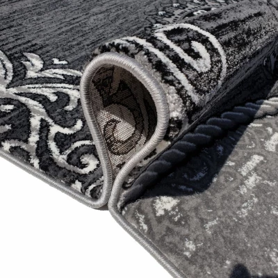 Teppich 200x290 cm DEMIAN mit Ornamenten - grau/weiß