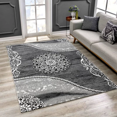Teppich 200x290 cm DEMIAN mit Ornamenten - grau/weiß