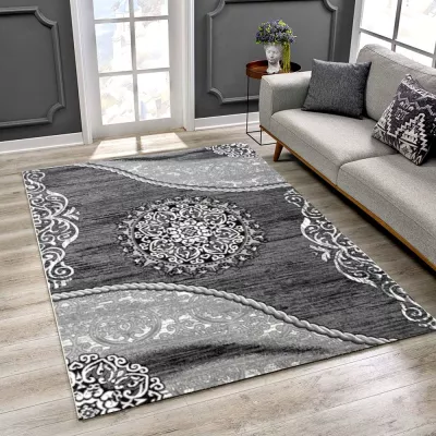 Teppich 200x290 cm DEMIAN mit Ornamenten - grau/weiß