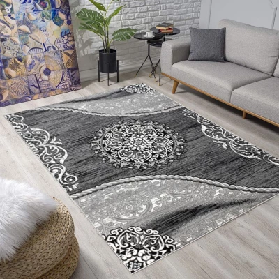 Teppich 200x290 cm DEMIAN mit Ornamenten - grau/weiß