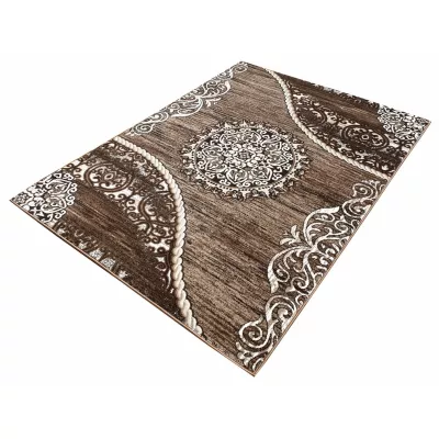Teppich 160x220 cm DEMIAN mit Ornamenten - braun/weiß