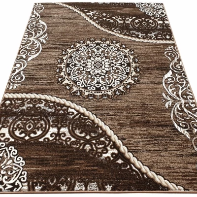 Teppich 160x220 cm DEMIAN mit Ornamenten - braun/weiß