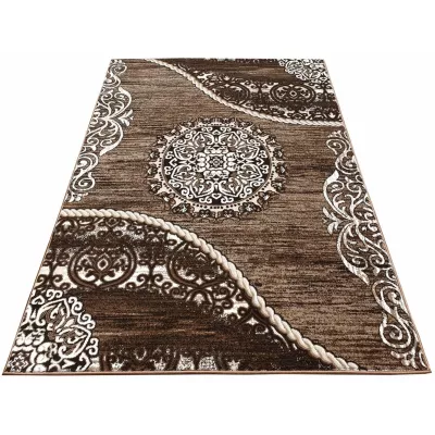 Teppich 160x220 cm DEMIAN mit Ornamenten - braun/weiß