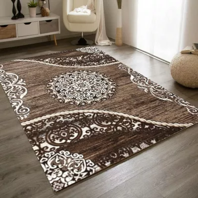 Teppich 160x220 cm DEMIAN mit Ornamenten - braun/weiß