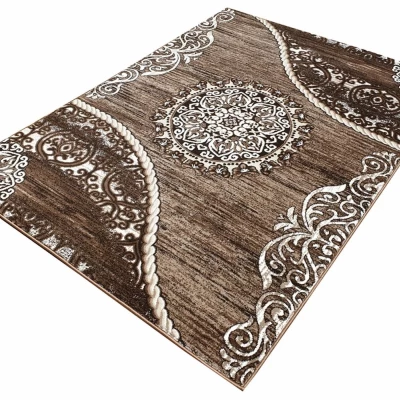 Teppich 80x150 cm DEMIAN mit Ornamenten - braun/weiß
