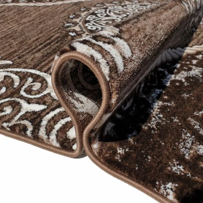 Teppich 80x150 cm DEMIAN mit Ornamenten - braun/weiß
