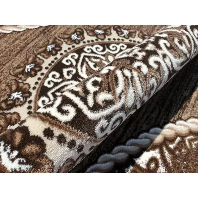 Teppich 80x150 cm DEMIAN mit Ornamenten - braun/weiß