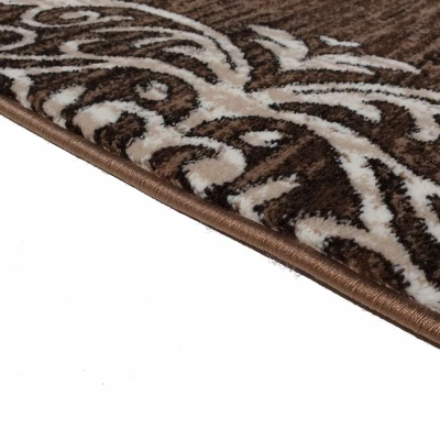 Teppich 80x150 cm DEMIAN mit Ornamenten - braun/weiß